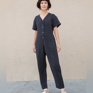 Lindsay Robinson Black Button-Front Jumpsuit